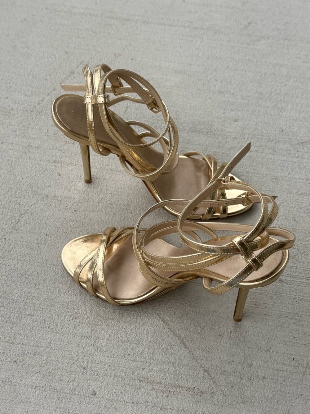 Burberry Metallic Gold Strappy Stiletto Sandals EU 37